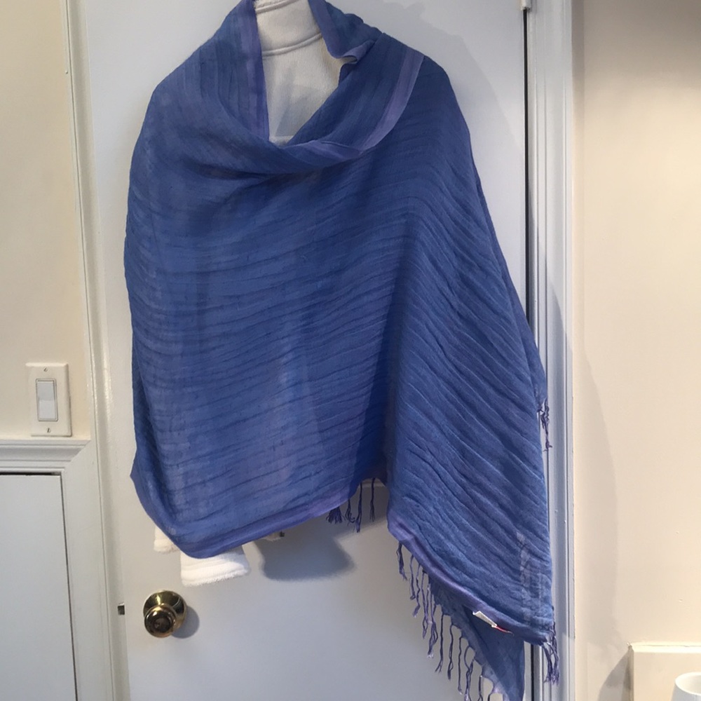 Echo linen and viscose blue/purple large scarf/wrap.